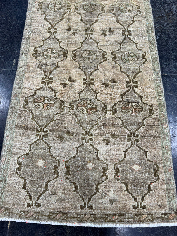 Turkish Mini Rug Oriental Hand Knotted Vintage Rug  1'8'' x  3'2'' #12055