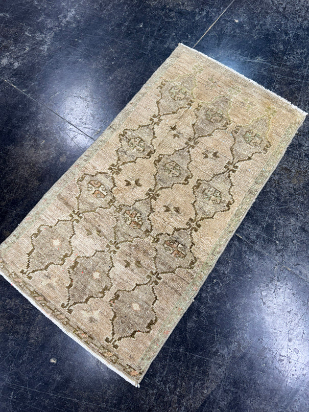 Turkish Mini Rug Oriental Hand Knotted Vintage Rug  1'8'' x  3'2'' #12055