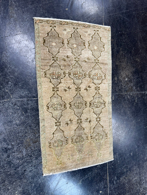 Turkish Mini Rug Oriental Hand Knotted Vintage Rug  1'8'' x  3'2'' #12055