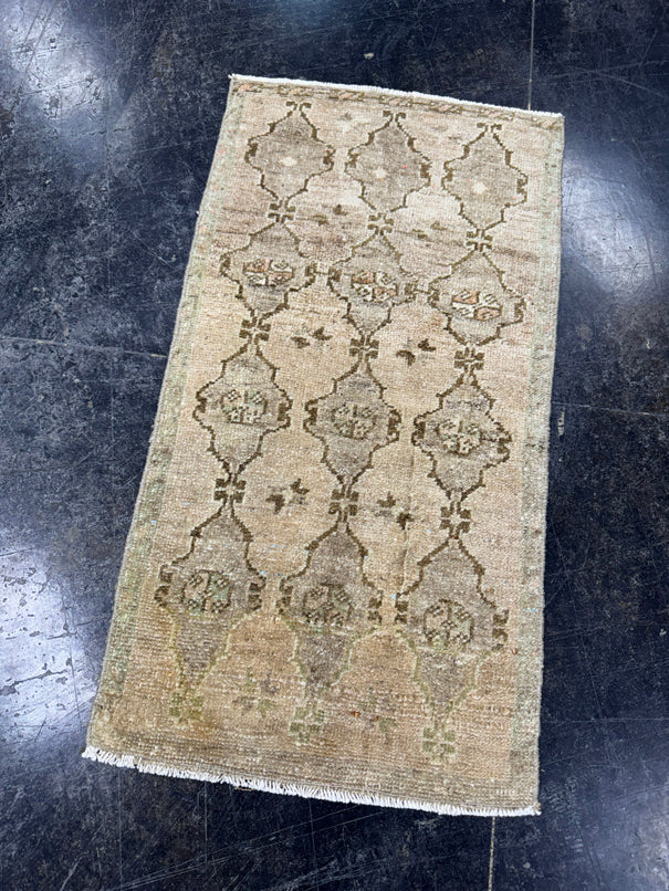 Turkish Mini Rug Oriental Hand Knotted Vintage Rug  1'8'' x  3'2'' #12055