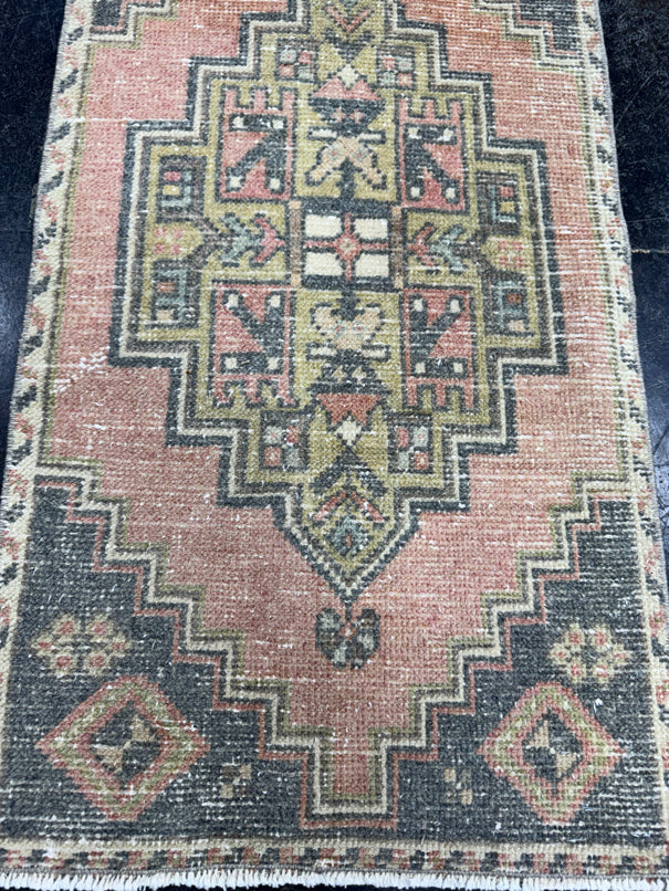 Turkish Mini Rug Oriental Hand Knotted Vintage Rug  1'8'' x  3'1'' #12056