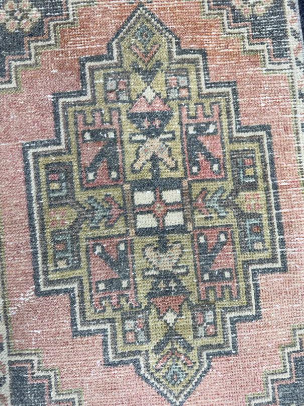Turkish Mini Rug Oriental Hand Knotted Vintage Rug  1'8'' x  3'1'' #12056