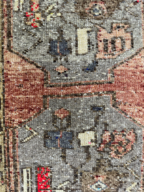 Turkish Mini Rug Oriental Hand Knotted Vintage Rug  1'6'' x  3'3'' #12057