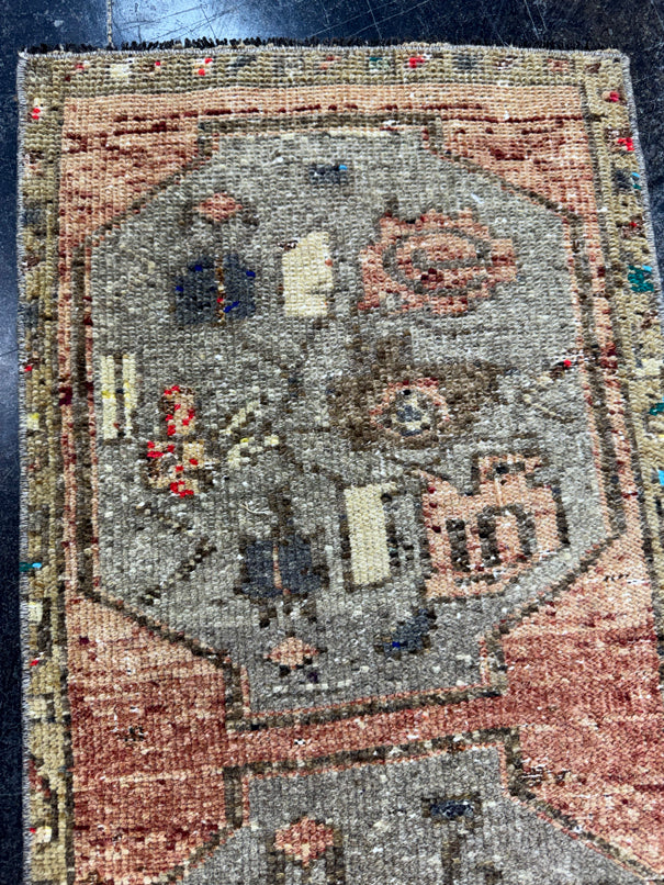 Turkish Mini Rug Oriental Hand Knotted Vintage Rug  1'6'' x  3'3'' #12057