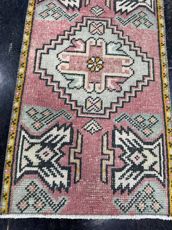 Turkish Mini Rug Oriental Hand Knotted Vintage Rug  1'7'' x  1'9'' #12051