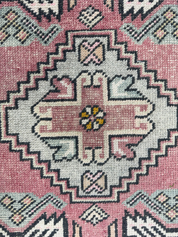 Turkish Mini Rug Oriental Hand Knotted Vintage Rug  1'7'' x  1'9'' #12051