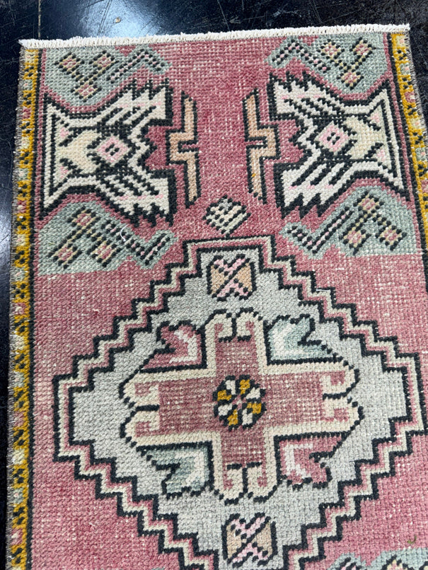 Turkish Mini Rug Oriental Hand Knotted Vintage Rug  1'7'' x  1'9'' #12051