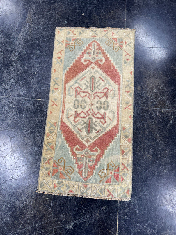 Turkish Mini Rug Oriental Hand Knotted Vintage Rug  1'6" x  3' #12046