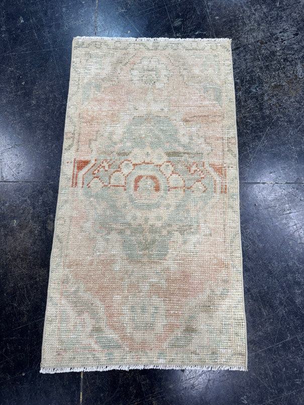 Turkish Mini Rug Oriental Hand Knotted Vintage Rug  1'6" x  2'8'' #12047