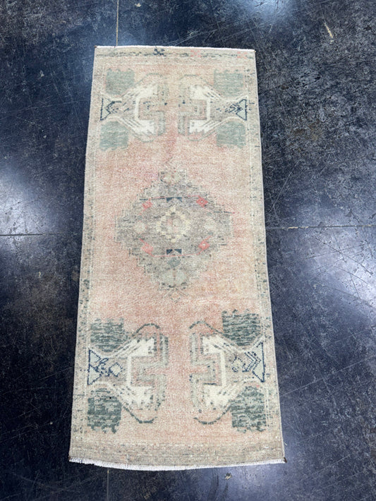 Turkish Mini Rug Oriental Hand Knotted Vintage Rug  1'6" x  3'6'' #12048