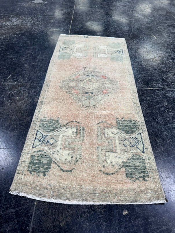 Turkish Mini Rug Oriental Hand Knotted Vintage Rug  1'6" x  3'6'' #12048