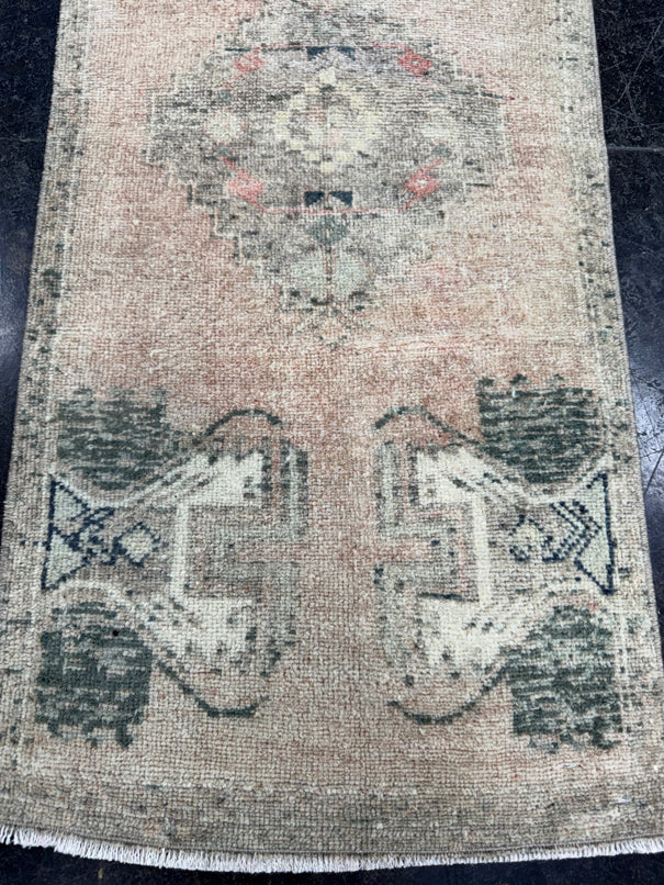 Turkish Mini Rug Oriental Hand Knotted Vintage Rug  1'6" x  3'6'' #12048