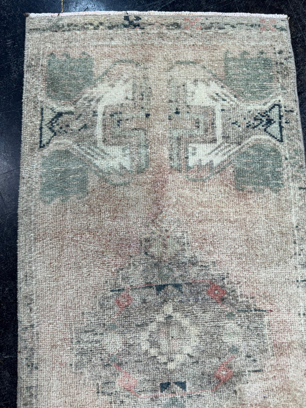 Turkish Mini Rug Oriental Hand Knotted Vintage Rug  1'6" x  3'6'' #12048