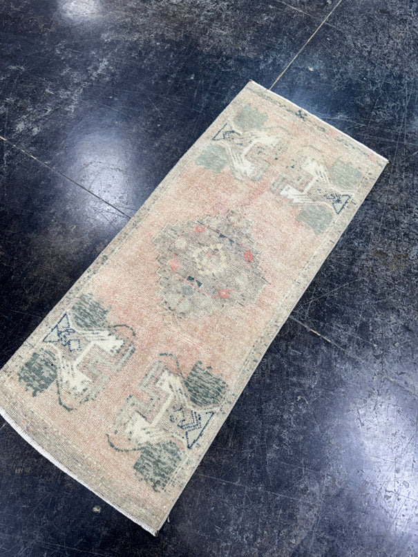 Turkish Mini Rug Oriental Hand Knotted Vintage Rug  1'6" x  3'6'' #12048