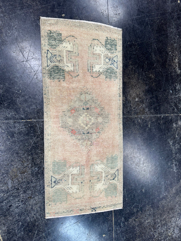 Turkish Mini Rug Oriental Hand Knotted Vintage Rug  1'6" x  3'6'' #12048