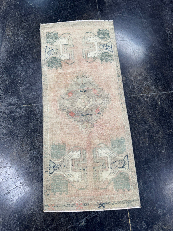 Turkish Mini Rug Oriental Hand Knotted Vintage Rug  1'6" x  3'6'' #12048