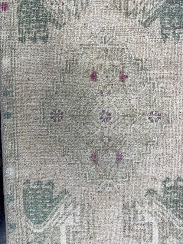 Turkish Mini Rug Oriental Hand Knotted Vintage Rug  1'7'' x  3'7'' #12049
