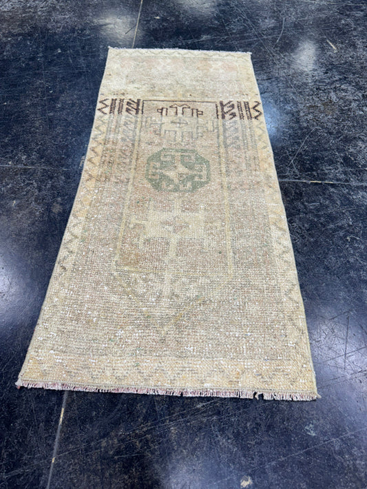 Turkish Mini Rug Oriental Hand Knotted Vintage Rug  1'5'' x  3'1'' #12050