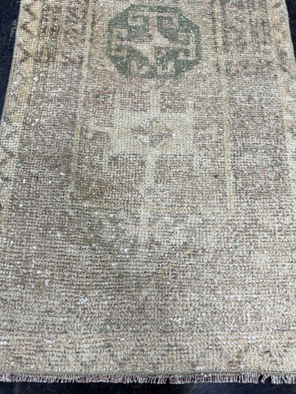 Turkish Mini Rug Oriental Hand Knotted Vintage Rug  1'5'' x  3'1'' #12050