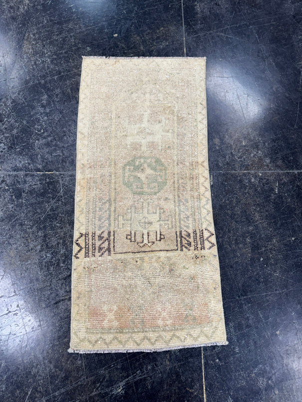 Turkish Mini Rug Oriental Hand Knotted Vintage Rug  1'5'' x  3'1'' #12050
