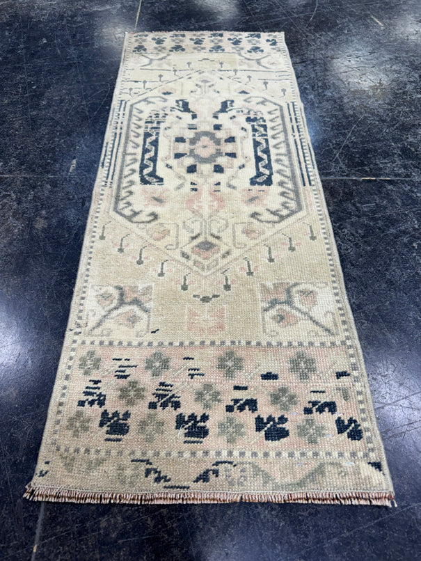 Turkish Mini Rug Oriental Hand Knotted Vintage Rug  1'3" x  3'3'' #12045