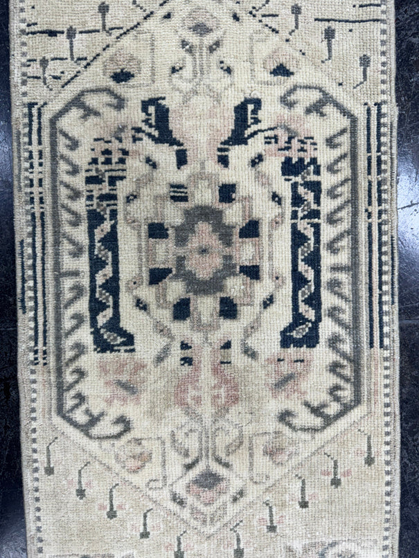 Turkish Mini Rug Oriental Hand Knotted Vintage Rug  1'3" x  3'3'' #12045