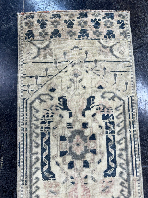 Turkish Mini Rug Oriental Hand Knotted Vintage Rug  1'3" x  3'3'' #12045