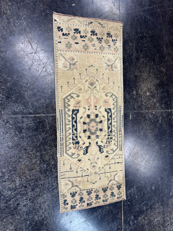Turkish Mini Rug Oriental Hand Knotted Vintage Rug  1'3" x  3'3'' #12045