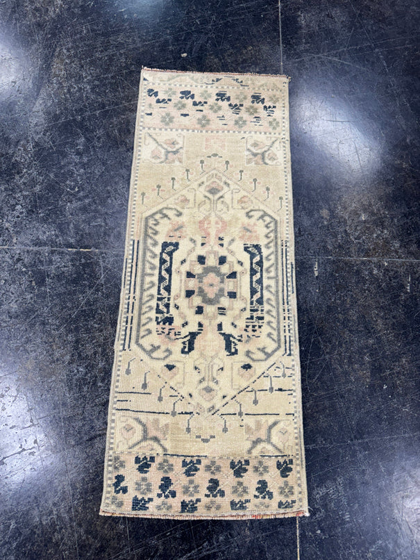Turkish Mini Rug Oriental Hand Knotted Vintage Rug  1'3" x  3'3'' #12045