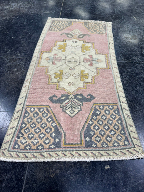 Turkish Mini Rug Oriental Hand Knotted Vintage Rug  1'7" x  3'5'' #12044