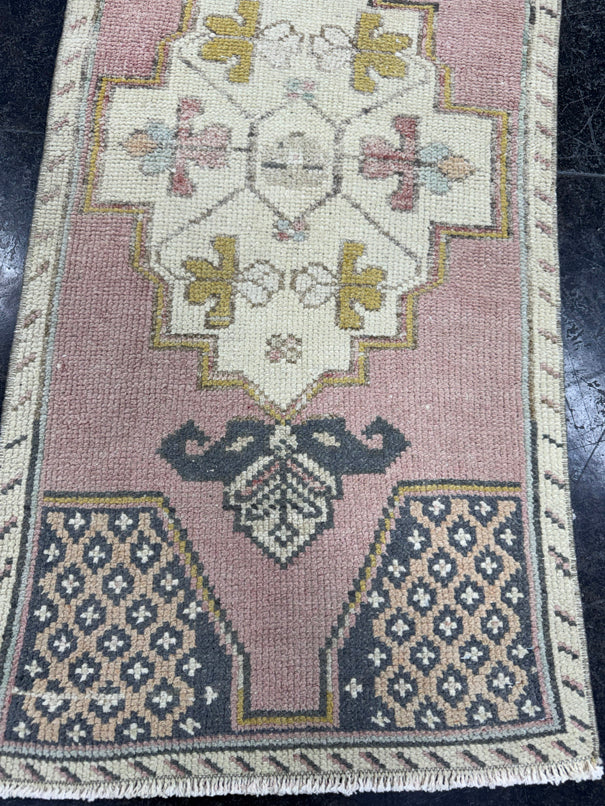 Turkish Mini Rug Oriental Hand Knotted Vintage Rug  1'7" x  3'5'' #12044