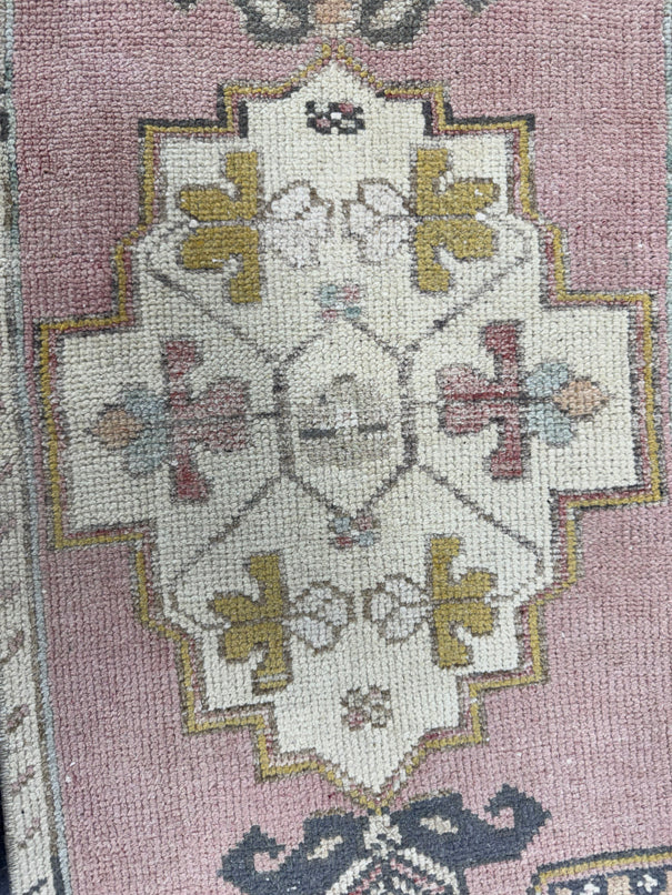 Turkish Mini Rug Oriental Hand Knotted Vintage Rug  1'7" x  3'5'' #12044