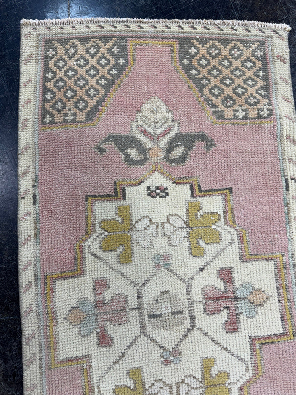 Turkish Mini Rug Oriental Hand Knotted Vintage Rug  1'7" x  3'5'' #12044