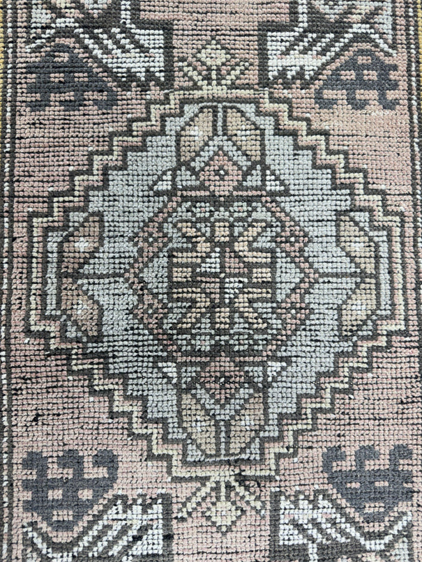 Turkish Mini Rug Oriental Hand Knotted Vintage Rug  1'8" x  3' #12043