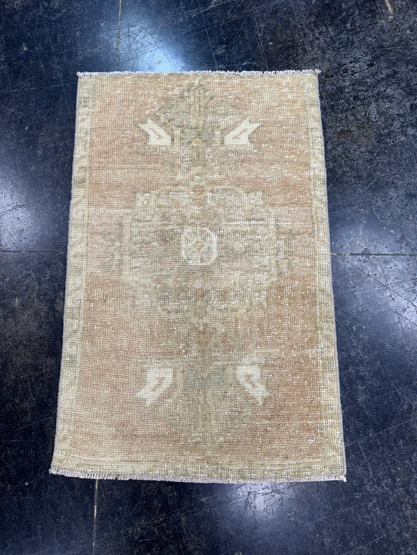 Turkish Mini Rug Oriental Hand Knotted Vintage Rug  1'9" x  2'9'' #12042