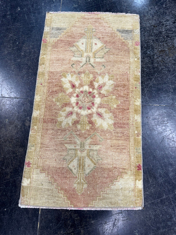 Turkish Mini Rug Oriental Hand Knotted Vintage Rug  1'6" x  2'11'' #12041