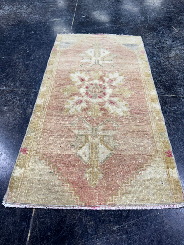 Turkish Mini Rug Oriental Hand Knotted Vintage Rug  1'6" x  2'11'' #12041