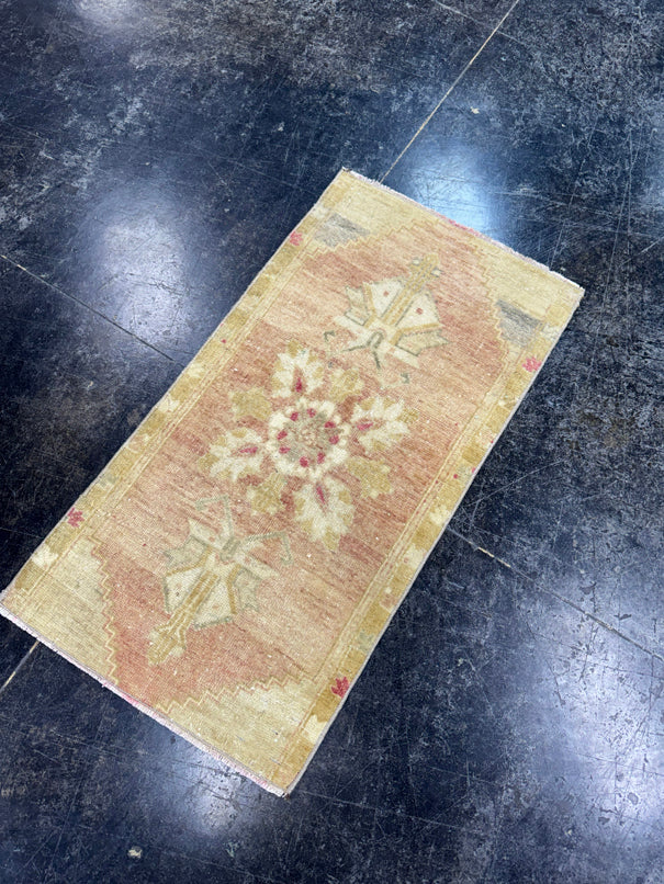 Turkish Mini Rug Oriental Hand Knotted Vintage Rug  1'6" x  2'11'' #12041