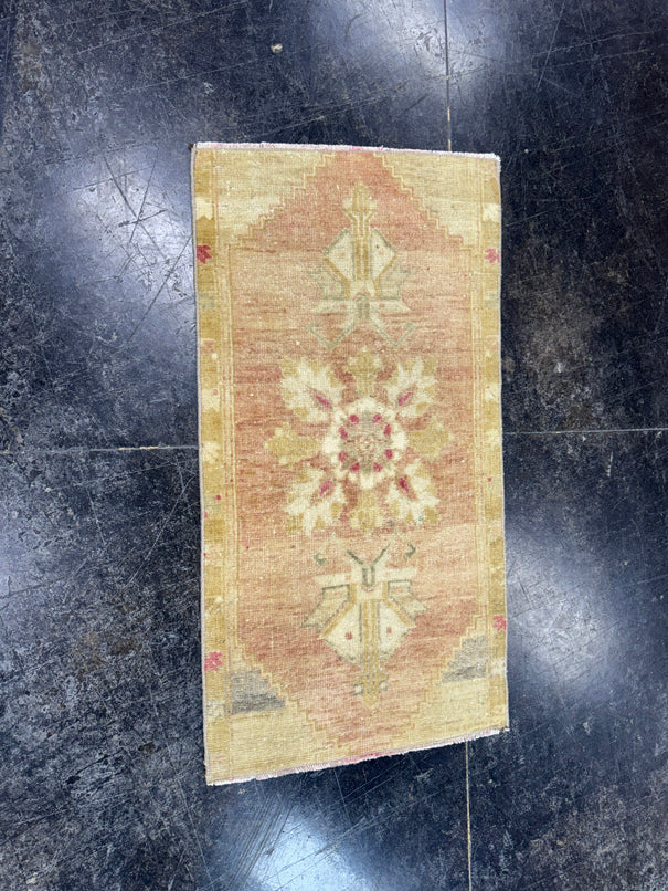 Turkish Mini Rug Oriental Hand Knotted Vintage Rug  1'6" x  2'11'' #12041