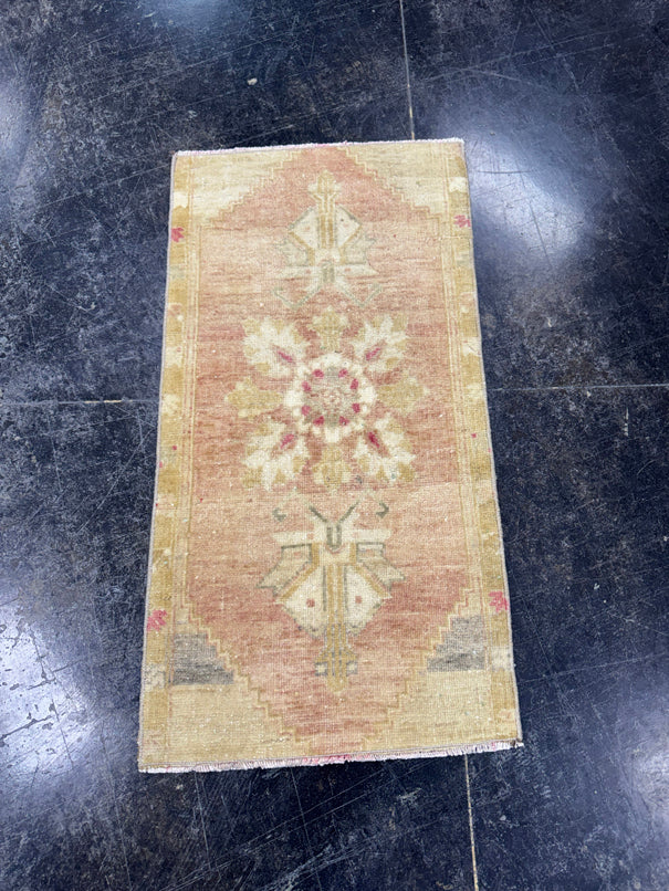 Turkish Mini Rug Oriental Hand Knotted Vintage Rug  1'6" x  2'11'' #12041