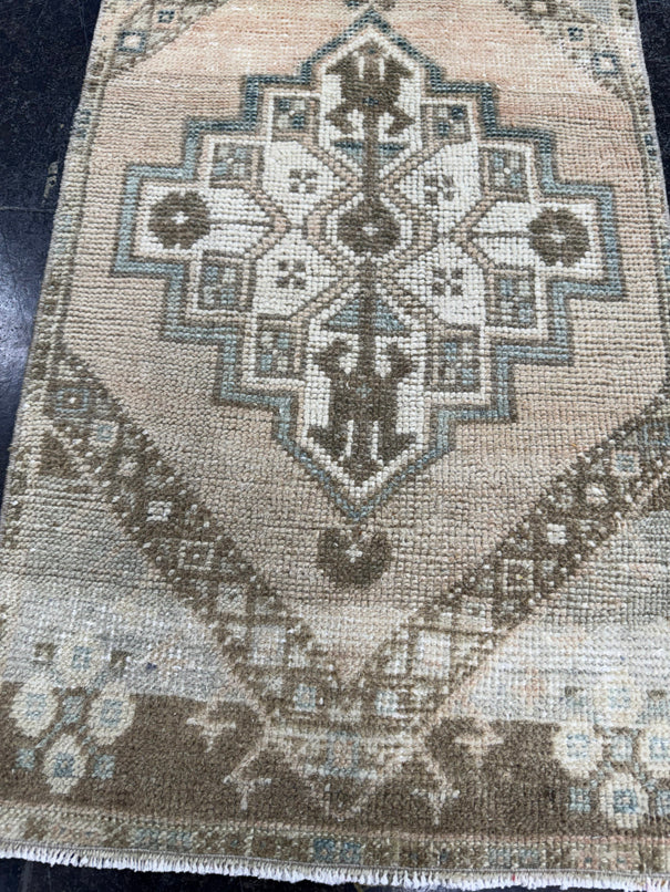 Turkish Mini Rug Oriental Hand Knotted Vintage Rug  1'7" x  2'11'' #12040