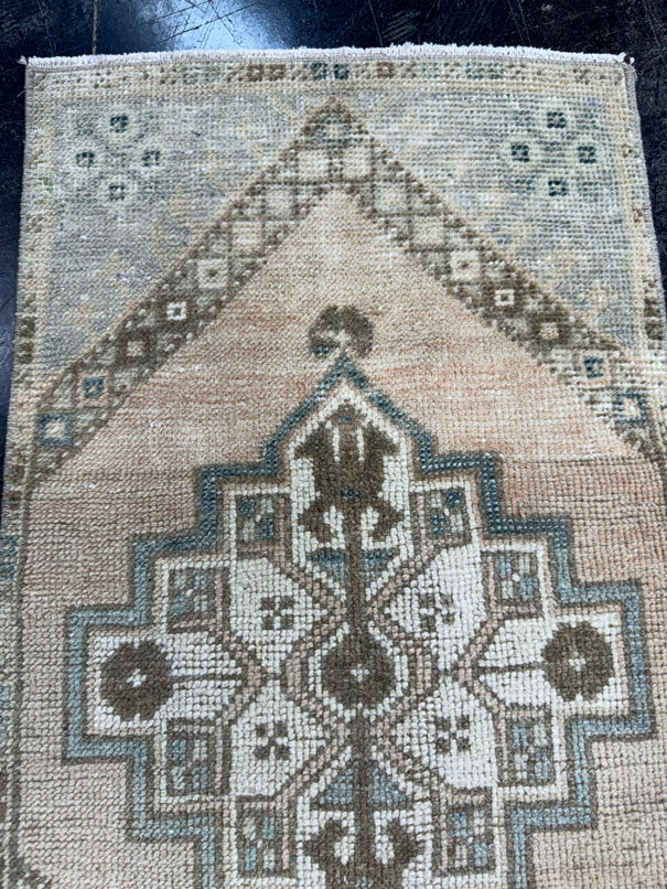 Turkish Mini Rug Oriental Hand Knotted Vintage Rug  1'7" x  2'11'' #12040