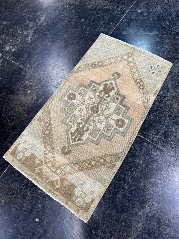 Turkish Mini Rug Oriental Hand Knotted Vintage Rug  1'7" x  2'11'' #12040