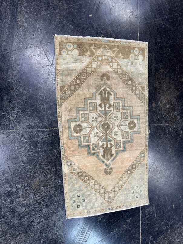 Turkish Mini Rug Oriental Hand Knotted Vintage Rug  1'7" x  2'11'' #12040