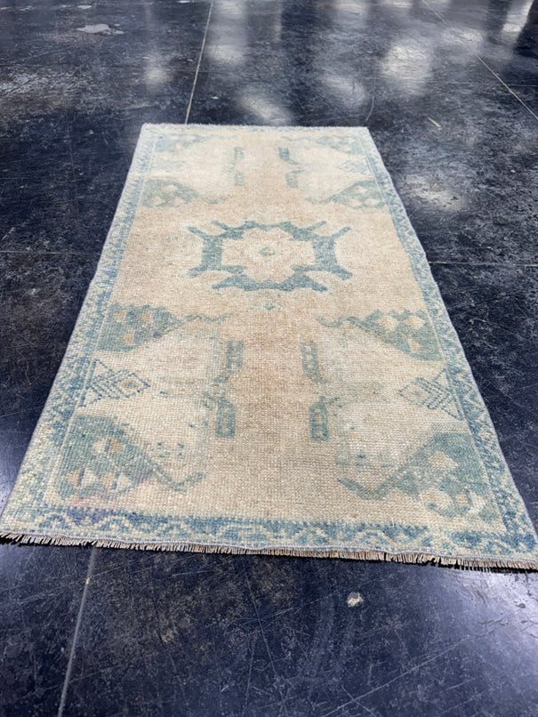 Turkish Mini Rug Oriental Hand Knotted Vintage Rug  1'9" x  3'4'' #12039