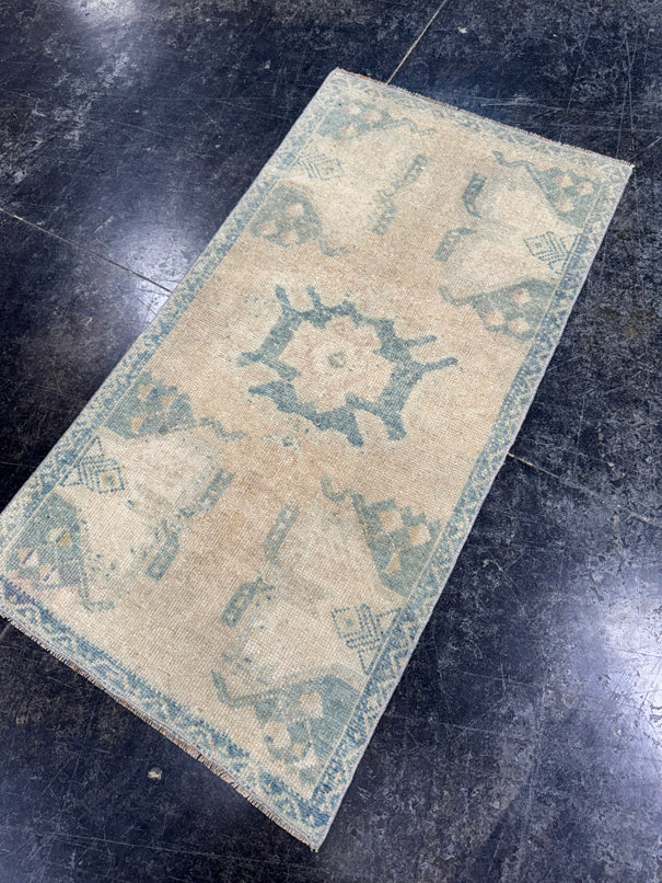 Turkish Mini Rug Oriental Hand Knotted Vintage Rug  1'9" x  3'4'' #12039