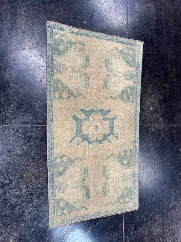 Turkish Mini Rug Oriental Hand Knotted Vintage Rug  1'9" x  3'4'' #12039
