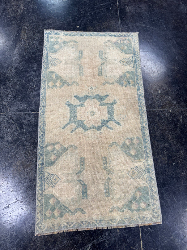Turkish Mini Rug Oriental Hand Knotted Vintage Rug  1'9" x  3'4'' #12039