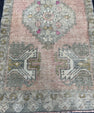 Turkish Mini Rug Oriental Hand Knotted Vintage Rug  1'8" x  3' #12038