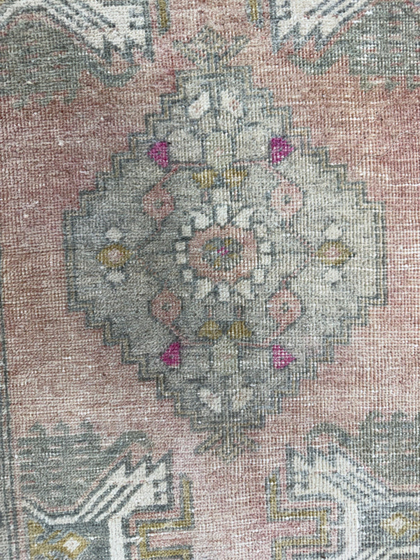 Turkish Mini Rug Oriental Hand Knotted Vintage Rug  1'8" x  3' #12038